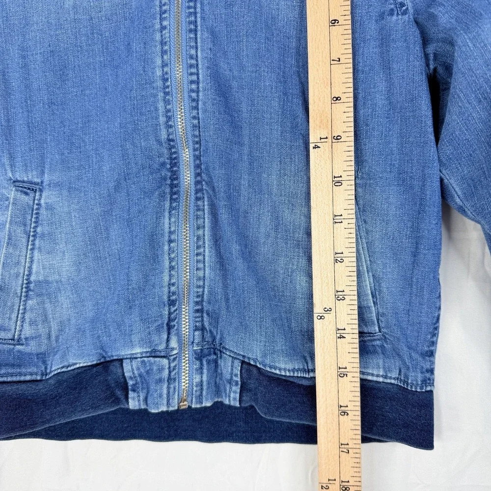 Gymboree Boys Bomber Jacket Full‎ Zip Denim Washed Jeans Blue Size-M 7-8) VTG